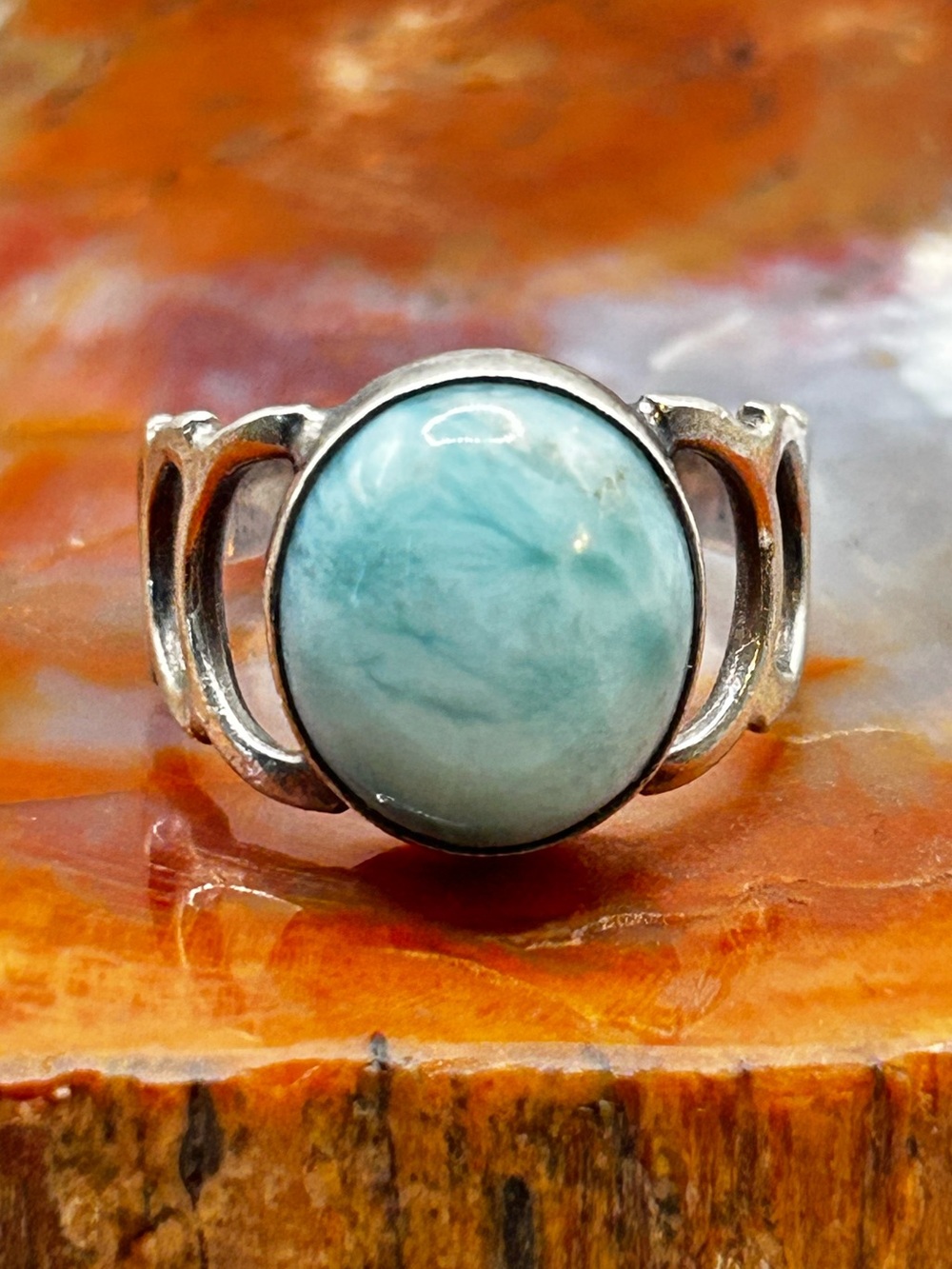 Sterling Silver Larimar Ring - Size 7.5